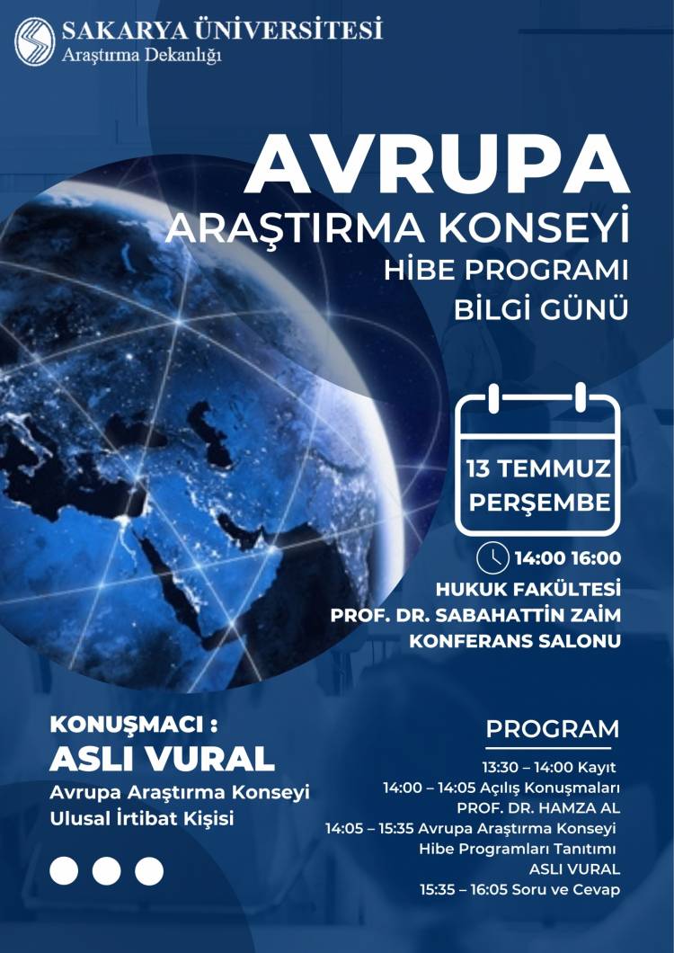 AVRUPA ARAŞTIRMA KONSEYİ HİBE PROGRAMI (ERC) BİLGİ GÜNÜ - 13 TEMMUZ 2023