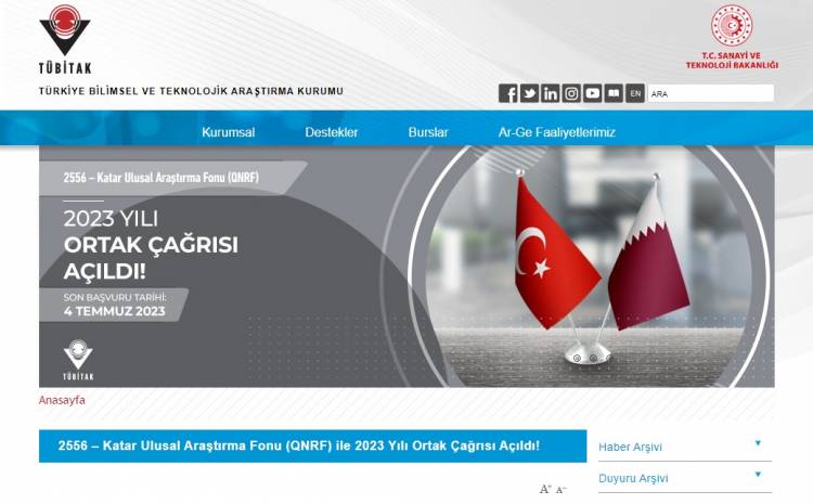 KATAR ULUSAL ARAŞTIRMA FONU (QNRF) İLE 2023 YILI ORTAK ÇAĞRISI