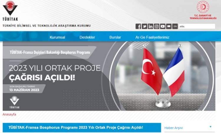 TÜBİTAK-FRANSA BOSPHORUS PROGRAMI 2023 YILI ORTAK PROJE ÇAĞRISI AÇILDI